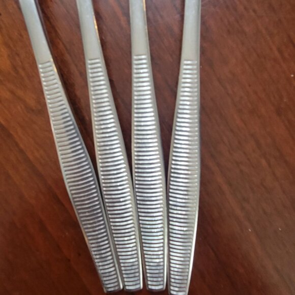 Dansk Designs Finland HQ Stainless Steel 4  Forks 6" Retro Textured Handle MCM - Picture 2 of 5